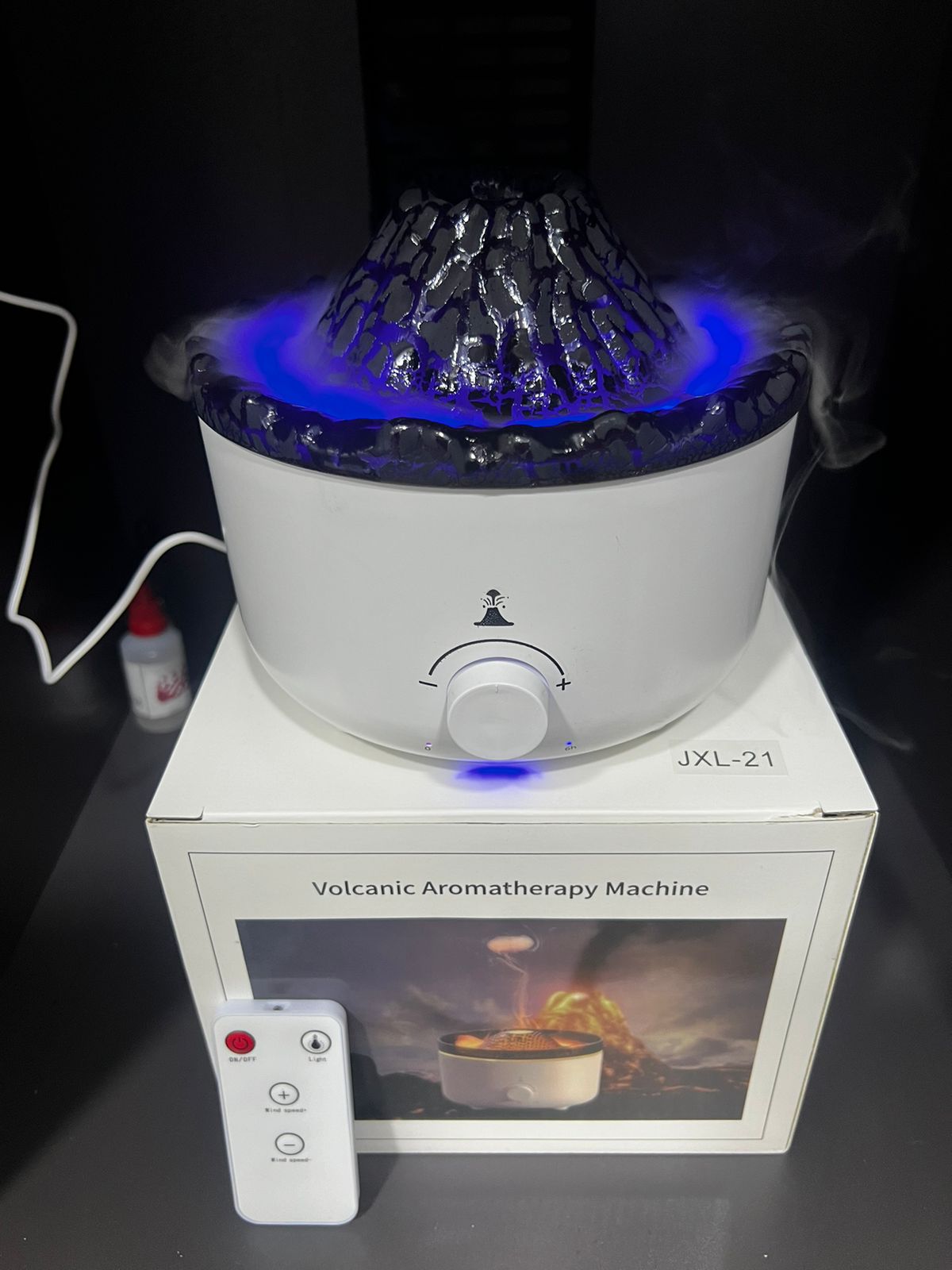 Humidificador Volcán Premium 2 en 1: Difusor de Aromas con Efecto Llama Realista
