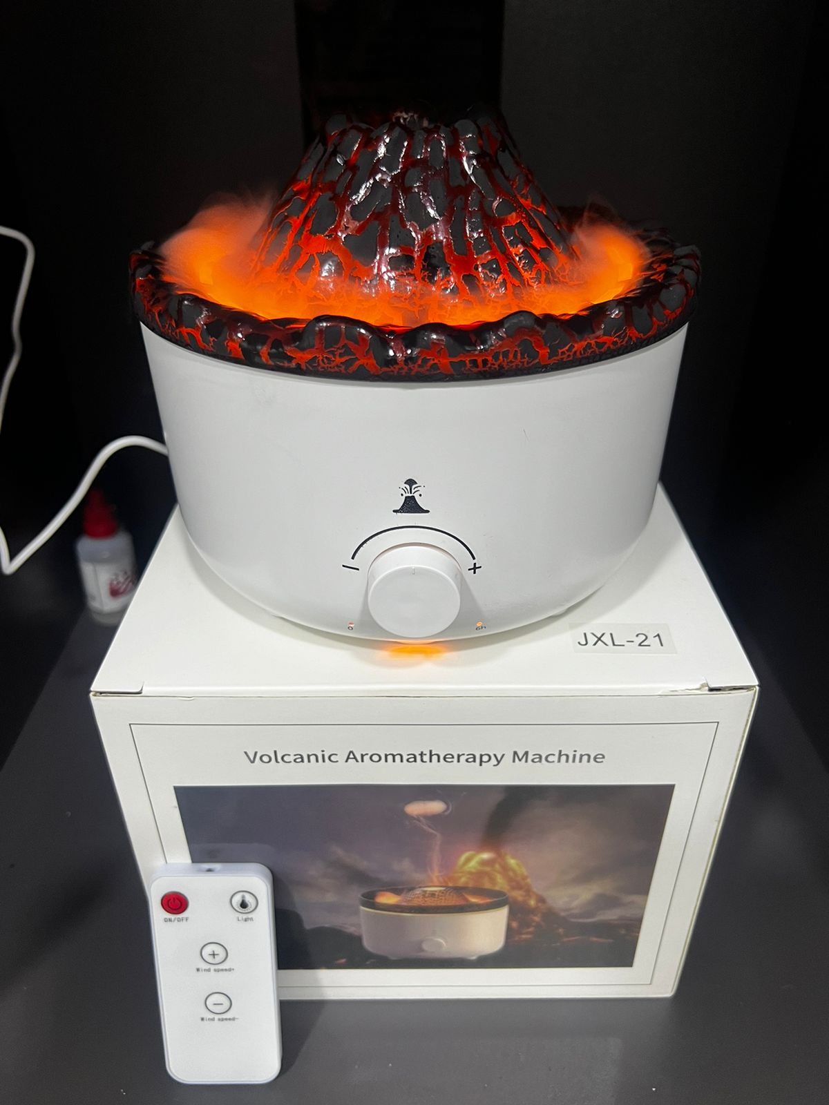 Humidificador Volcán Premium 2 en 1: Difusor de Aromas con Efecto Llama Realista