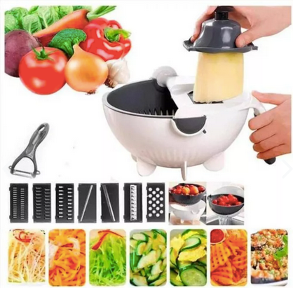 Rallador Cortador Multifuncional 9 en 1 Nova Kitchen - Con Colador Giratorio Integrado