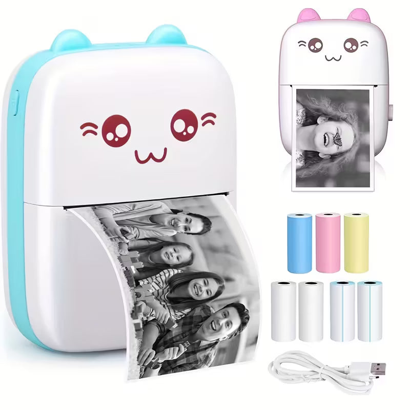 Mini Impresora Térmica Portátil Bluetooth + 5 Rollos - ¡Imprime tus fotos y notas al instante!